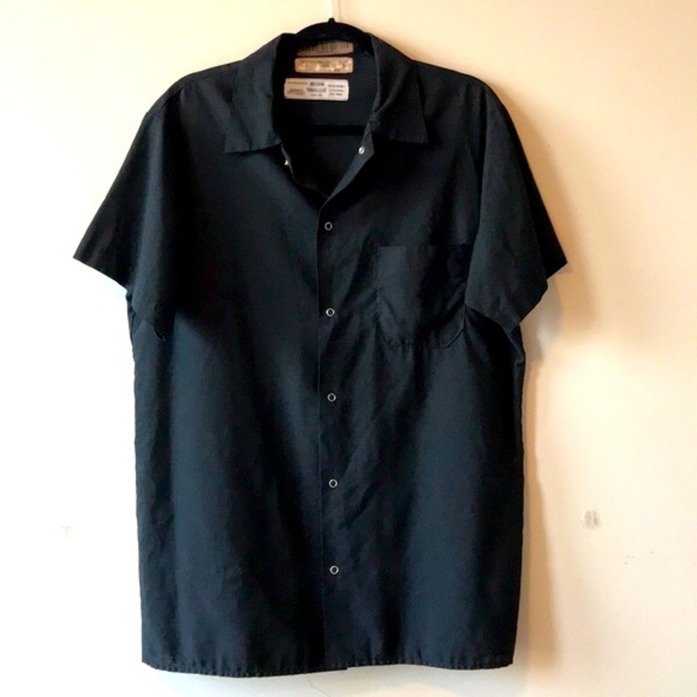 Black Snap Front Short Sleeve Shirt